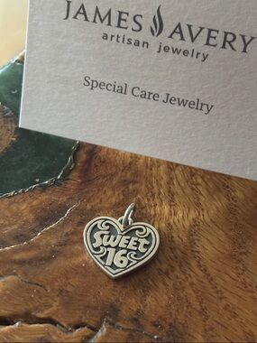 Retired James Avery Sweet 16 Heart Charm – Sterling Silver 925 –